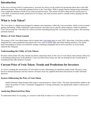 Current Price of 1win Token: Trends and Predictions for Investors