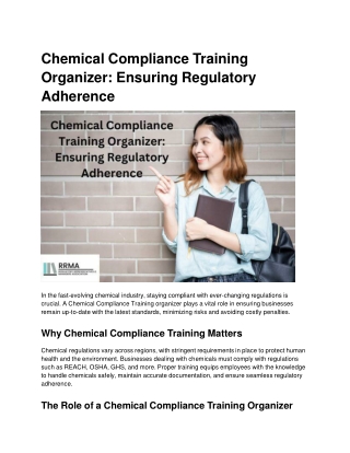 Chemical Compliance Training Organizer_ Ensuring Regulatory Adherence