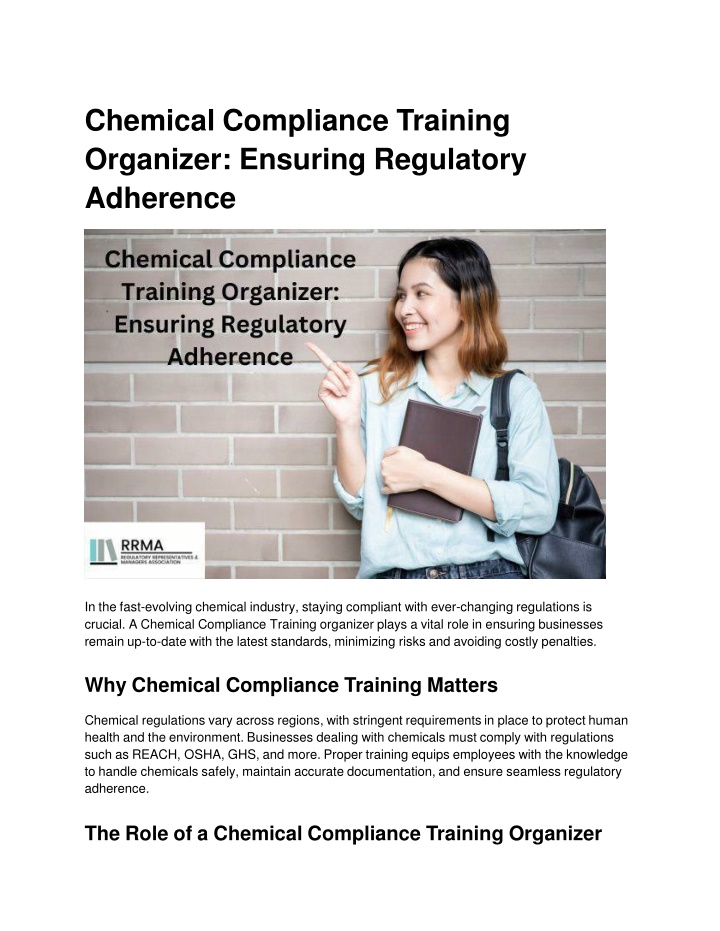 chemical compliance training organizer ensuring