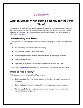 what to expect when hiring a nanny for the first