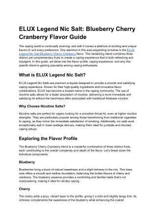 ELUX Legend Nic Salt_ Blueberry Cherry Cranberry Flavor Guide