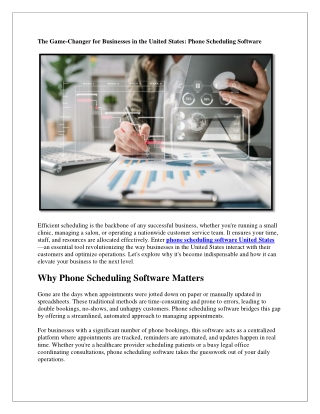 The Game-Changer for Businesses in the United States: Phone Scheduling Software
