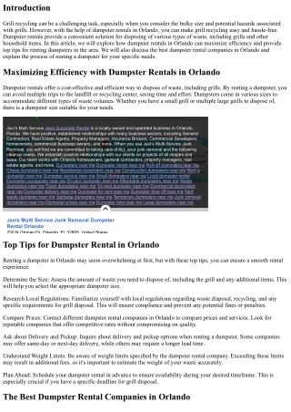 Grill Recycling Made Easy with Dumpster Rentals in Orlando