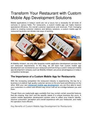 transform your restaurant with custom mobile