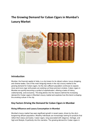 The Growing Demand for Cuban Cigars in Mumbai’s Luxury Market