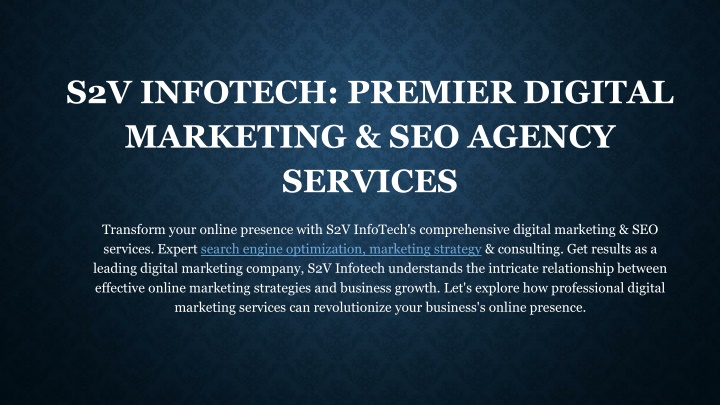 s2v infotech premier digital marketing seo agency services