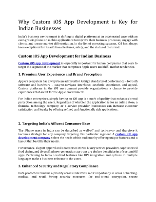 why custom ios app development is key for indian