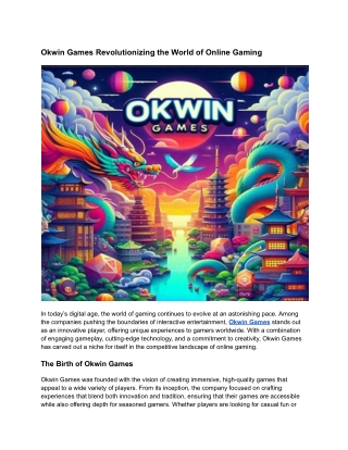 okwin games revolutionizing the world of online