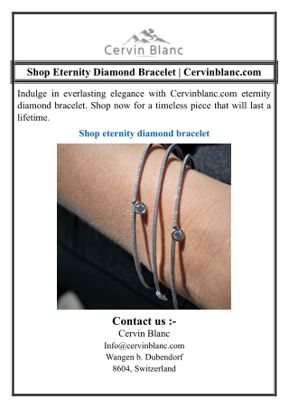 Shop Eternity Diamond Bracelet | Cervinblanc.com