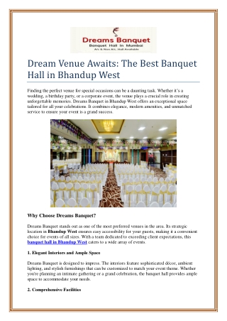 Dream Venue Awaits: The Best Banquet Hall in Bhandup West