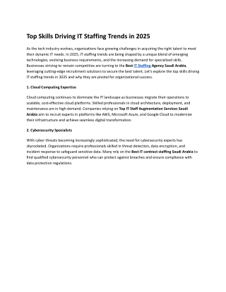 Top Skills Driving IT Staffing Trends in 2025