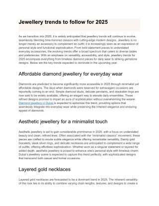Jewellery trends to follow for 2025