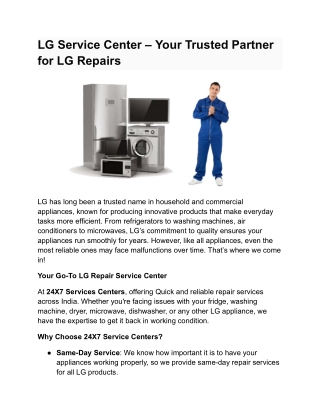 LG Service Center – Your Trusted Partner for LG Repairs