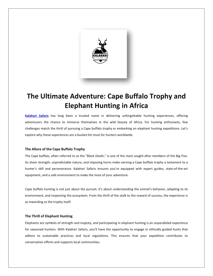 the ultimate adventure cape buffalo trophy