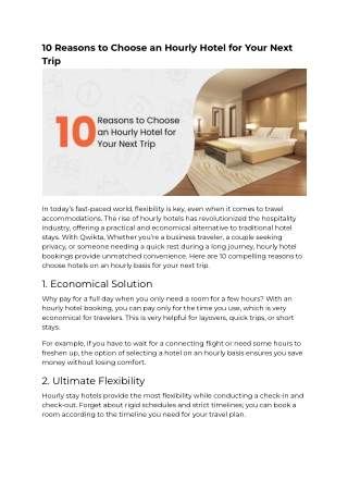 10 Reasons to Choose an Hourly Hotel for Your Next Trip