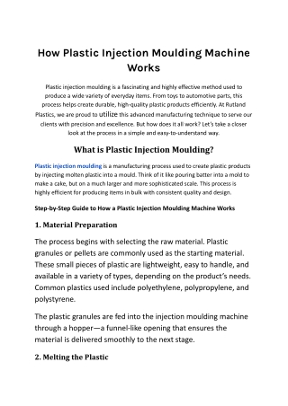 Custom Plastic Injection Moulding Solutions | Rutland Plastics