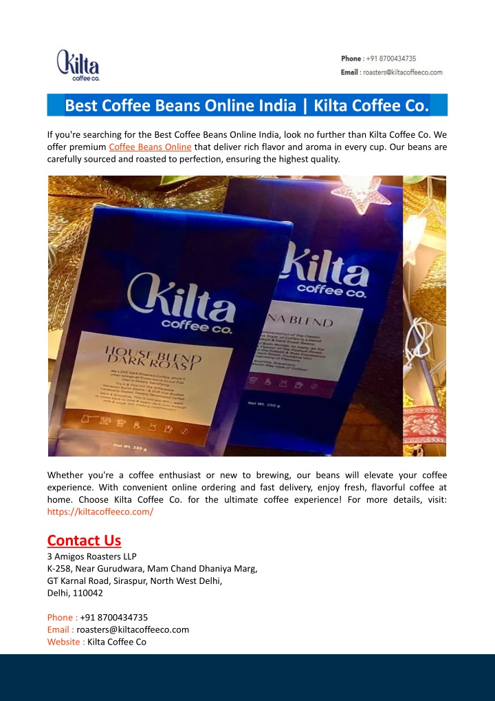 best coffee beans online india kilta coffee co