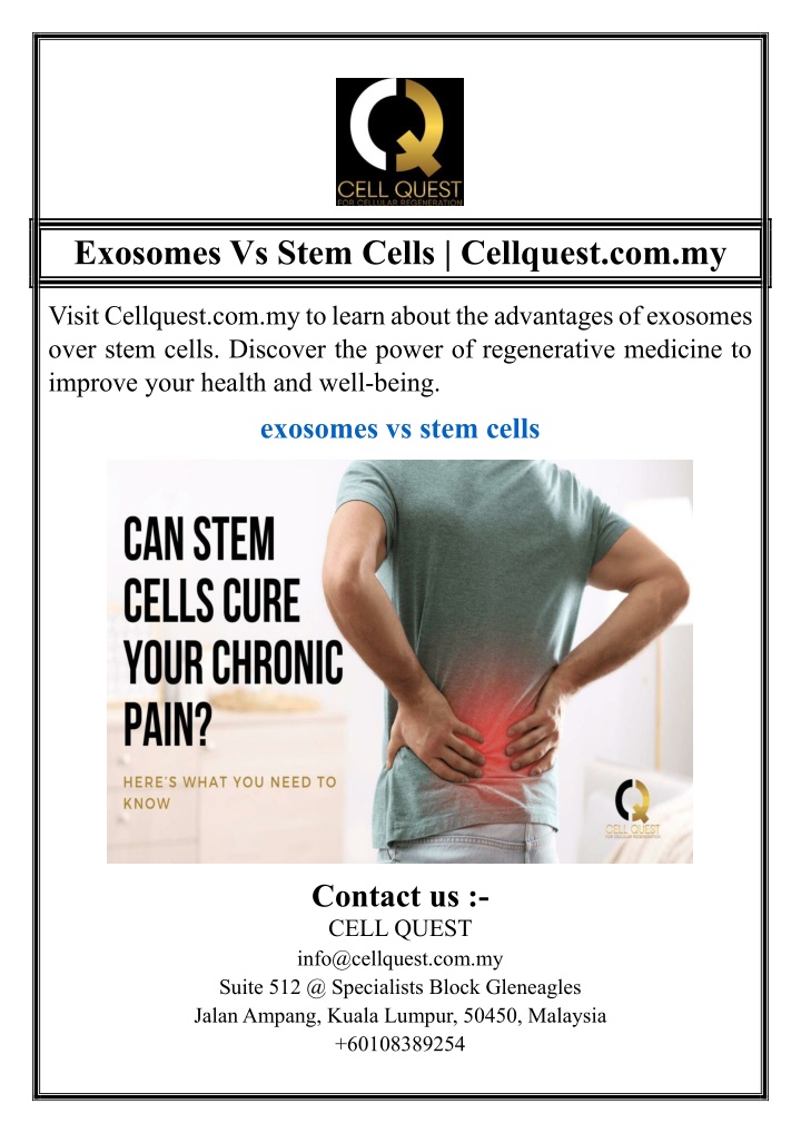 exosomes vs stem cells cellquest com my