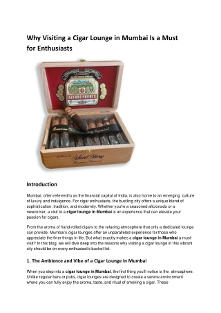 why visiting a cigar lounge in mumbai is a must
