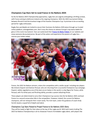 Champions Cup Stars Set to Lead France in Six Nations 2025