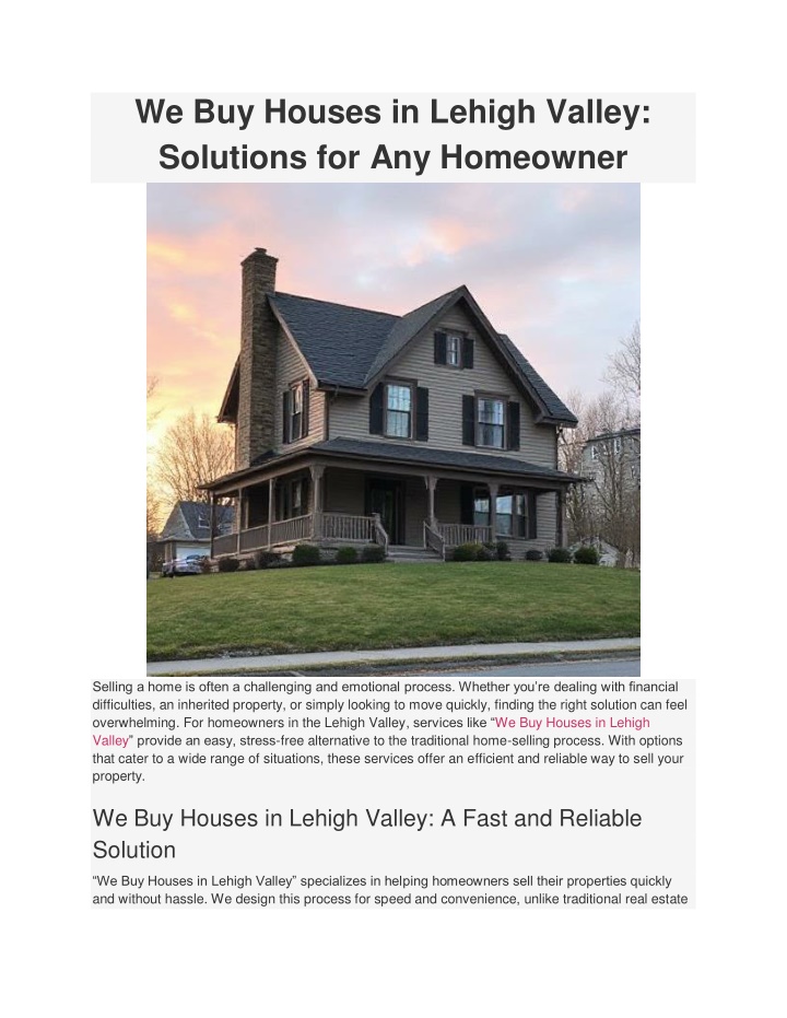 we buy houses in lehigh valley solutions