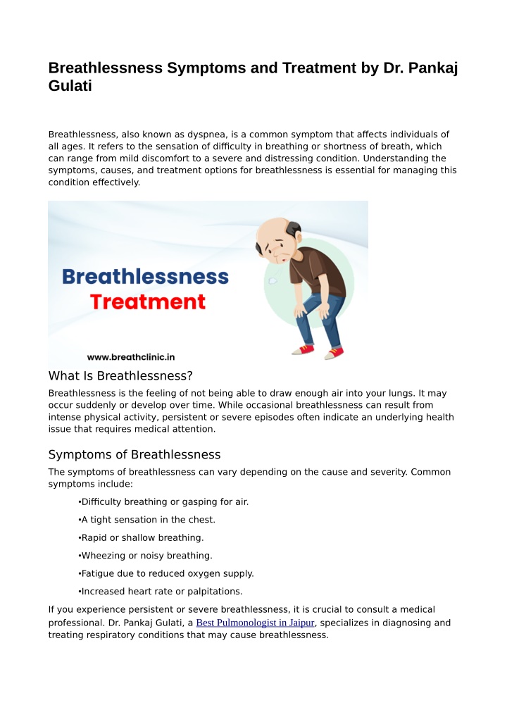 breathlessness symptoms and treatment