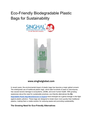 Eco-Friendly Biodegradable Plastic Bags for Sustainability