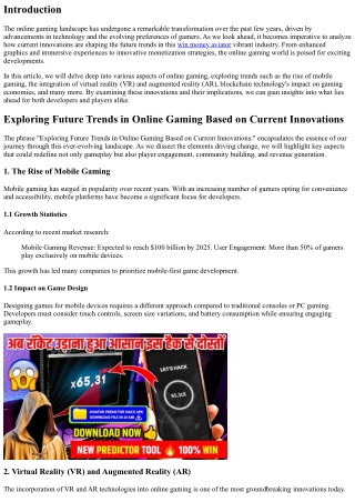 “Exploring Future Trends in Online Gaming Based on Current Innovations.”