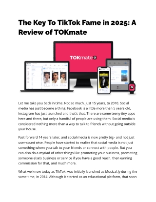 Unlock Viral TikTok Success with TOKmate: A Detailed Review