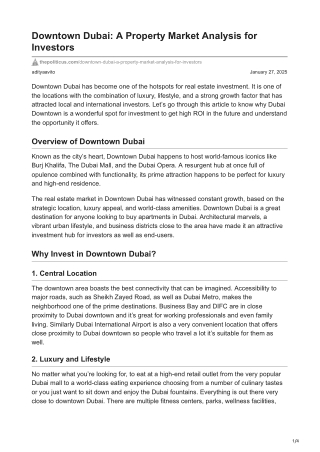 Downtown Dubai: A Property Market Analysis for Investors