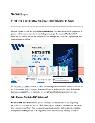 Find the Best NetSuite Solution Provider in USA