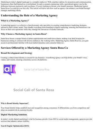 Enhance Your Brand with Marketing Agency Santa Rosa Ca