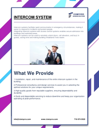 Enhance Safety and Access Intercom Solutions by Cismycro