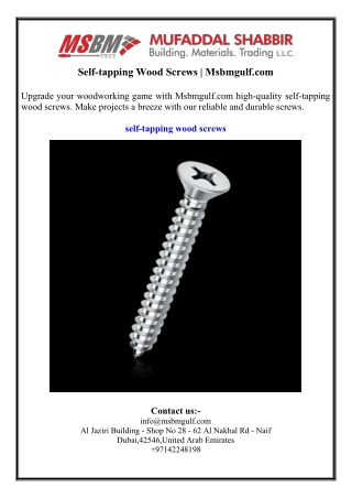 Self-tapping Wood Screws  Msbmgulf.com
