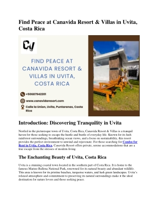 Find Peace at Canavida Resort & Villas in Uvita, Costa Rica