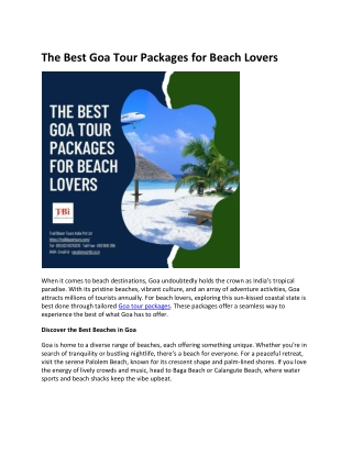 The Best Goa Tour Packages for Beach Lovers