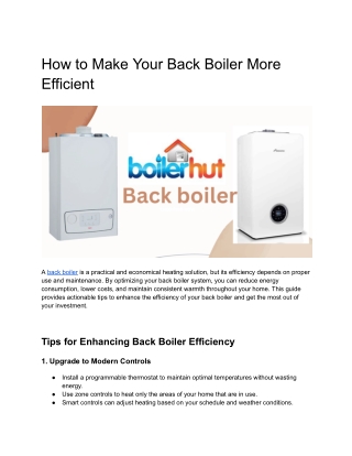 how to make your back boiler more efficient