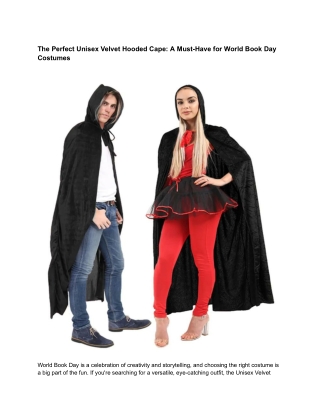 The Perfect Unisex Velvet Hooded Cape A Must-Have for World Book Day Costumes