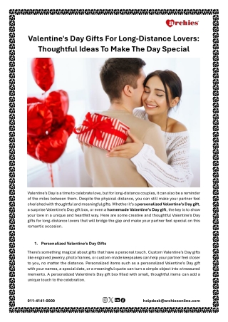 Valentine's Day Gifts For Long-Distance Lovers: Thoughtful Ideas To Make The Day