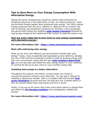 Tips to Save More on Your Energy Consumption With Alternative Energy