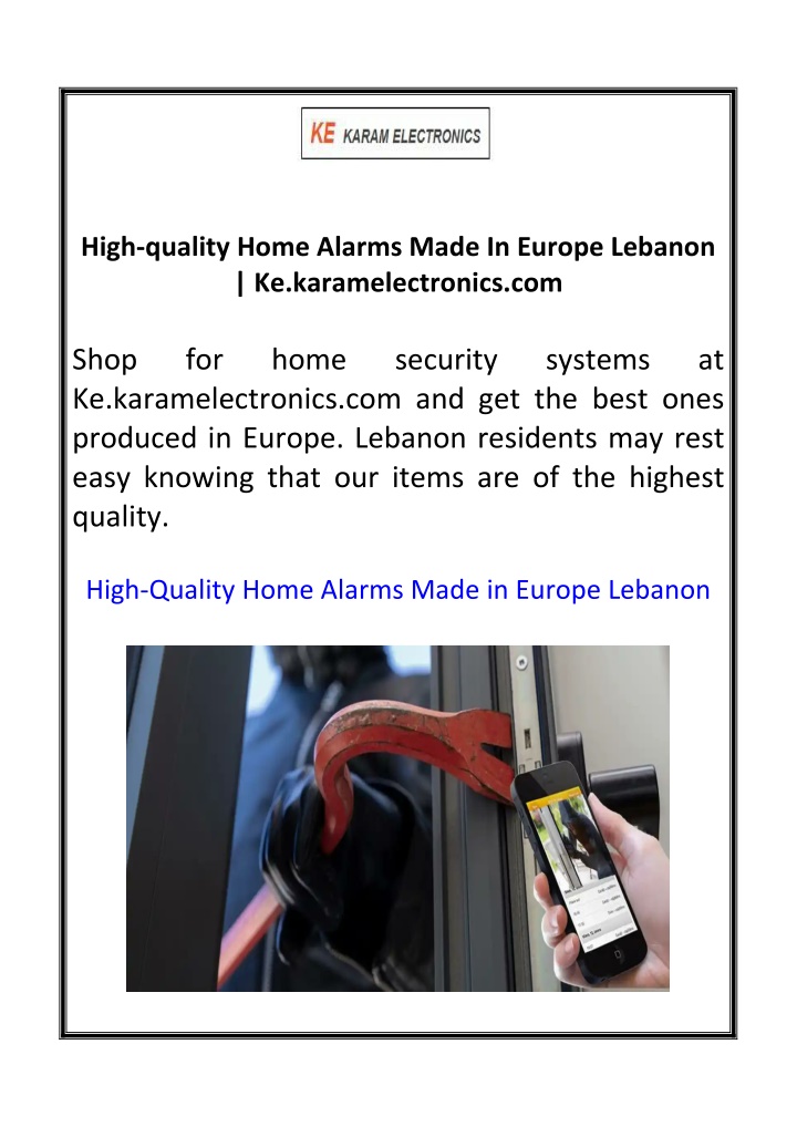 high quality home alarms made in europe lebanon