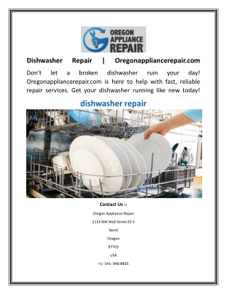 Dishwasher Repair  Oregonappliancerepair.com