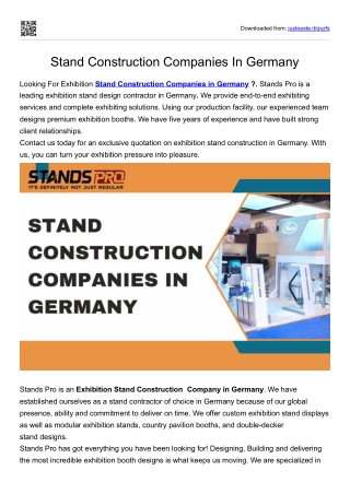 Stand Construction Companies In Germany