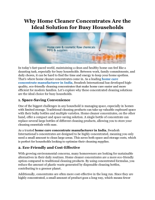 Why Home Cleaner Concentrates Are the Ideal Solution for Busy Households