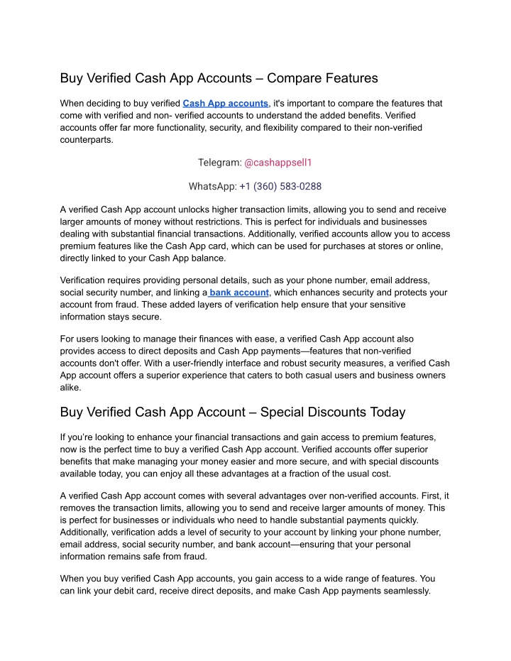 buy verified cash app accounts compare features