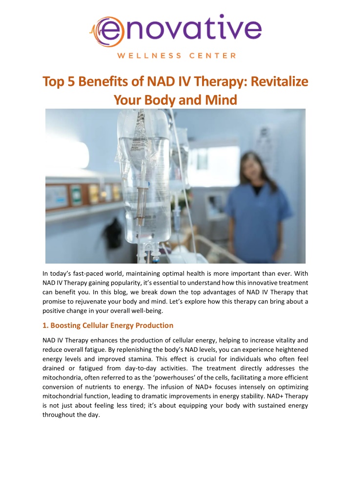 top 5 benefits of nad iv therapy revitalize your