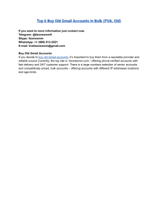 Top 6 Buy Old Gmail Accounts in Bulk (PVA, Old)
