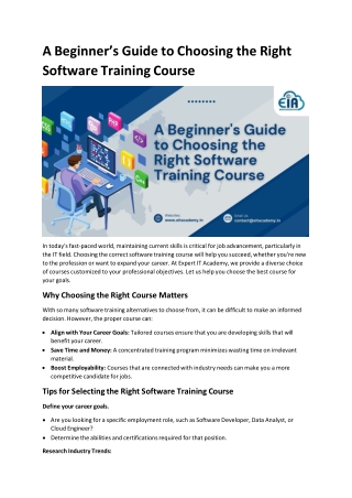A Beginner’s Guide to Choosing the Right Software Training Course