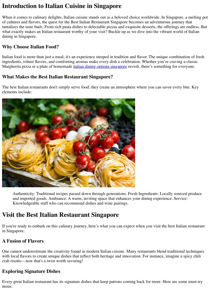 introduction to italian cuisine in singapore