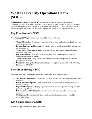 what is a security operations centre soc